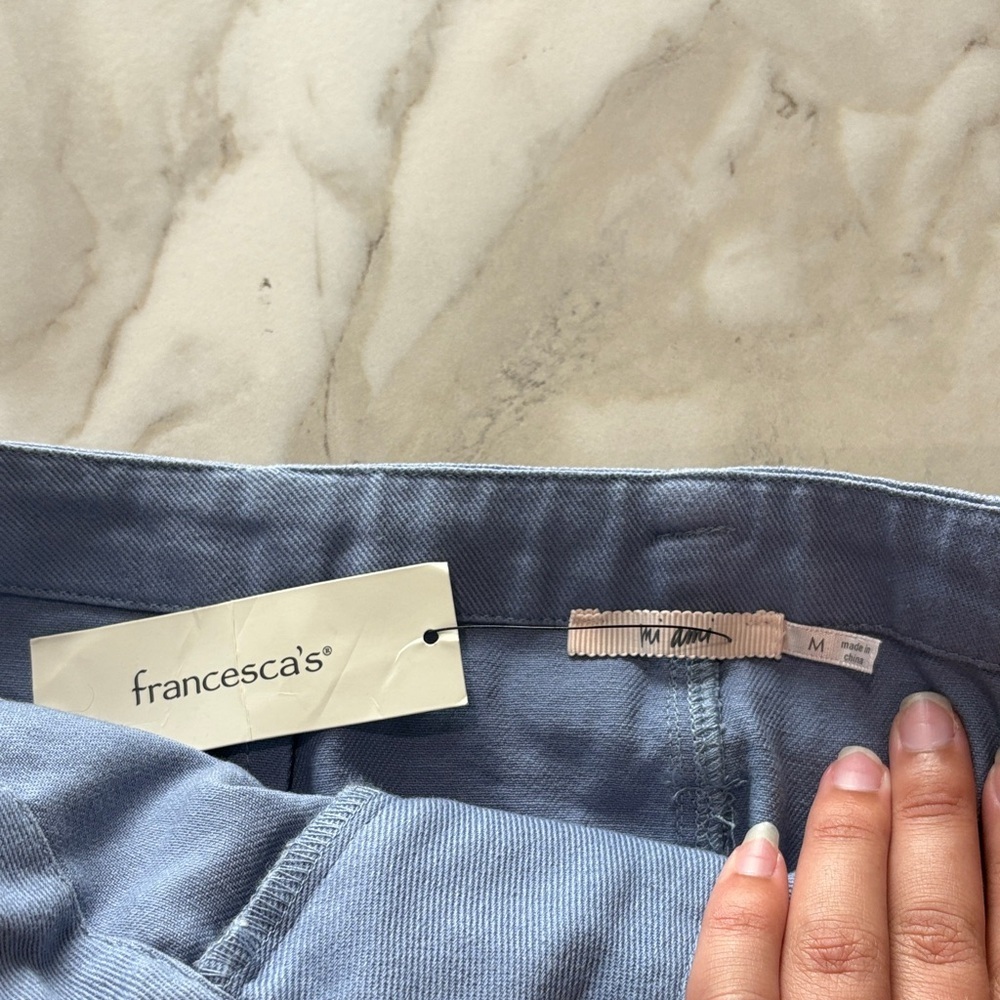 Francesca's Collections Sky Blue Twill Skirt - Picture 3 of 4